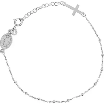 Náramek Argento 91926 Stříbrný náramek růženec - 1 desítek, křížek, Zázračná medailka, délka 18 až 21 cm
