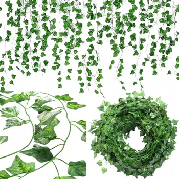 umělá květina UMĚLÝ BŘEČŤAN ZAVĚŠNÝ NA ZEĎ, BALKON, UMĚLÉ LISTY 25M, 12 KS