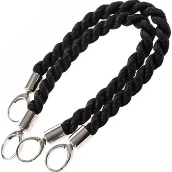 Příze Ucha na tašky Inda délka 50 cm Černá se stříbrným kováním (Luxusní ucha na kabelky a tašky Inda černá se stříbrem)