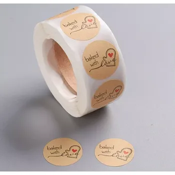 samolepka Dekorativní samolepky Baked with love - Upečeno s láskou - 100 ks