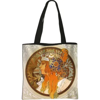 Olejomalba Alphonse Mucha na tašce | plátěná taška, taška přes rameno - bstdaerfengsi18cw , 39 cm x 39 cm