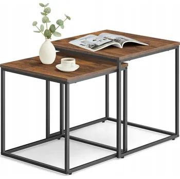 Konferenční stolek Konferenční stolek MS čtvercový 50 x 50 x 50,5 cm černý, odstíny hnědé