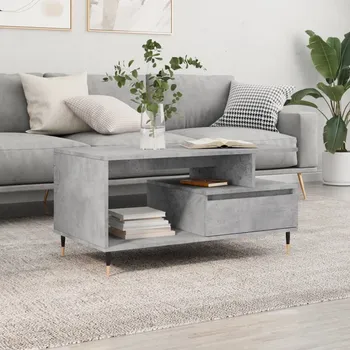 Konferenční stolek vidaXL Konferenční stolek 90x49x45 cm kompozitní dřevo [831012] Barva: Betonová šedá