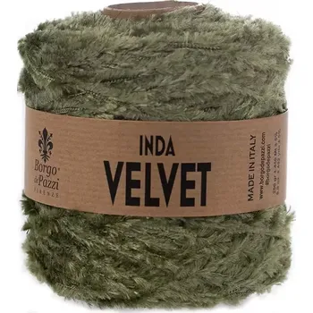 Příze Borgo de Pazzi Inda Velvet 36 Olivová (Špagátová žinylková příze Inda Velvet)