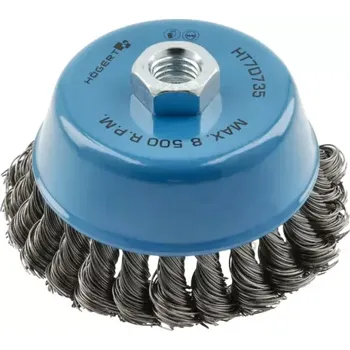 Drátěný kartáč Kruhový kartáč s hřídelí 100 mm, M14, ocelový drát, 0,5mm