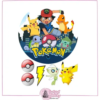 Jedlá dekorace na dort Pokémon č.7 - tisk na jedlý papír - Bez úprav / Jedlý papír / Bez decor gelu