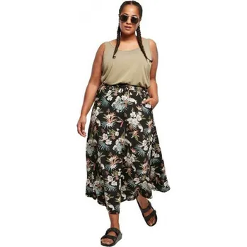 Dámská sukně Lehounká letní midi sukně Urban Classics z viskózy Barva: květiny, Velikost: 4XL