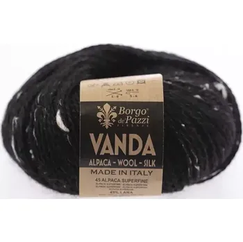 Příze Borgo de Pazzi Vanda 21 Černá (Přírodní směsová příze Vanda Černá)