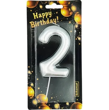 Dortová svíčka NAROZENINOVÁ ČÍSLICE ČÍSLO "2" SCHEMAT NA DORT