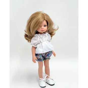 Doplněk pro panenku Paola Reina Amigas 32 cm, kraťasy s modrou spojkou a bílou tunikou