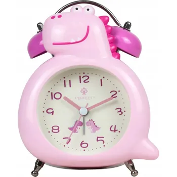 Budík RŮŽOVÝ HLASNÝ DĚTSKÝ BUDÍK SE ZVONKY PERFECT TB13901 S TICHÝM CHODEM