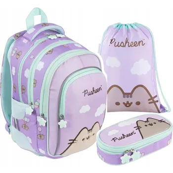 Školní batoh Školní sada pro dívku batoh, pytlík na přezůvky, pouzdro PUSHEEN FIALOVÁ