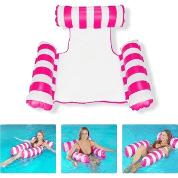 Houpací síť NAFUKOVACÍ KŘESLO / POSTEL DO BAZÉNU BÍLO-RŮŽOVÉ