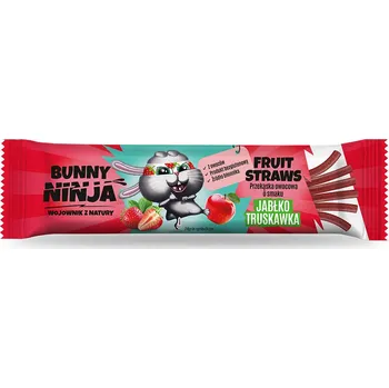 Bonbon Ovocné slámky, 16g ovocná svačina s příchutí jableko-jahoda - Zajíc Ninja.