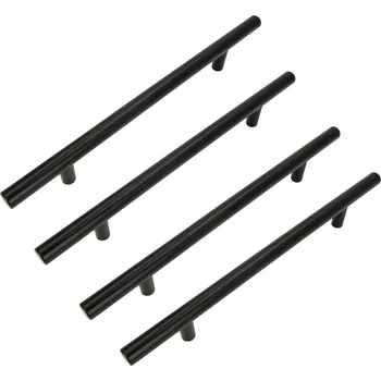 Nábytkové kování 4 x Nábytková úchytka Reling 192 mm černá Kovová úchytka pro skříňky a zásuvky