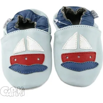 Capáčky CAPIKI Kožené capáčky 12-18 m (21) 14,2 cm SEDMIKRÁSKY na tmavé