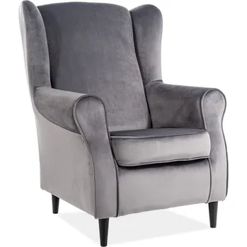 Křeslo Křeslo ušák BARON velvet šedá/wenge