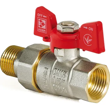 Ventil Kulový kohout se šroubením, přímý, motýl, červený, KR.227 3/4"FM