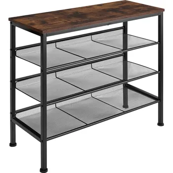 Botník TecTake GmbH 404283 botník wolverhampton 75,5x30,5x69,5cm - industriální dřevo tmavé, rustikální