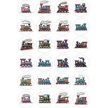 Jedlá dekorace na dort VLAKY-24 Materiál: Fondánový list