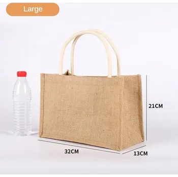 Velká přírodní taška na piknik a cestování | plážová taška, úložná taška - Popruhová rukojeť