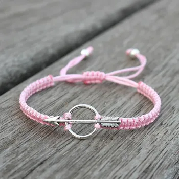 Náramek Jednoduchý unisex párový náramek pro štěstí | náramek, šňůrkový náramek - Růžový