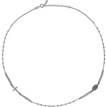 Náhrdelník Argento 91748 Stříbrný náhrdelník - růženec, 3 desítky, křížek, Zázračná medailka, délka 45 až 50 cm