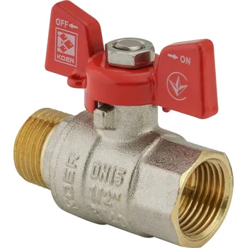 Ventil Kulový kohout motýl, červený, KR.218 1/2"FM