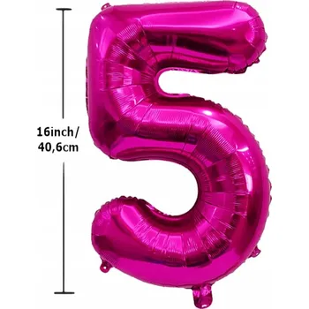 Balónek Fóliový balónek ČÍSLICE 5 Narozeniny Oslava Růžový 40 cm (16 palců)