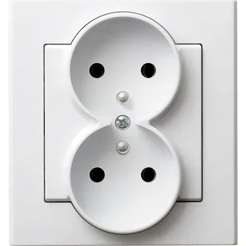 Elektrická zásuvka SONATA Dvojitá zásuvka s uzemněním kompletní bílá matná GP-2RZ/75 OSPEL