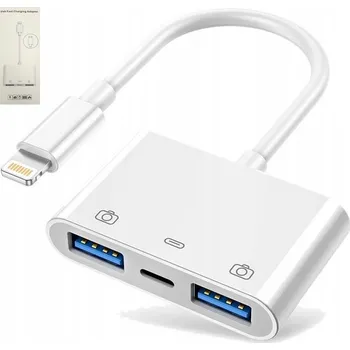 Datový kabel ADAPTÉR / OTG KABEL LIGHTNING NA 2X USB + NABÍJENÍ