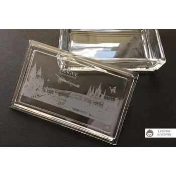 Dóza na potraviny SUVENÝR - SKLENĚNÁ DÓZA Z OLOVNATÉHO KŘIŠŤÁLU CRYSTAL BOHEMIA - PRAGUE - CZECH REPUBLIC