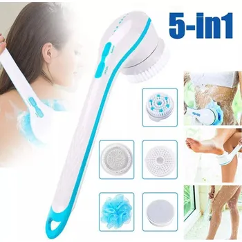 Koupelový kartáč ELEKTRICKÝ KARTÁČ S DLOUHOU RUKOJETÍ NA MYTÍ ZAD, MASÁŽ TĚLA, SADA 5 V 1
