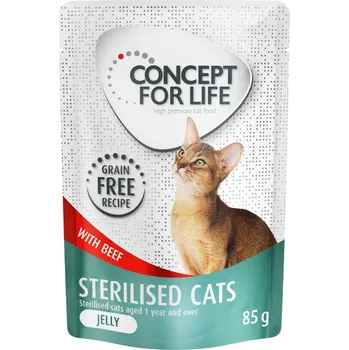 Krmivo pro kočku 48x85g Concept for Life bez obilovin - Sterilised Cats hovězí - v želé