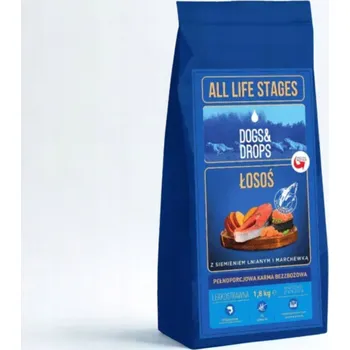 Krmivo pro psa Dogs&Drops Losos pro Všechny Fáze Života Bezobilné krmivo suché pro psy 1,8 kg