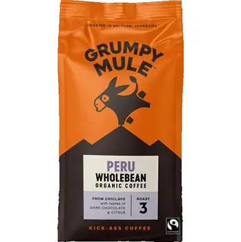 Káva Grumpy Mule BIO Peru SCA 84, zrnková, Arabica, 200g