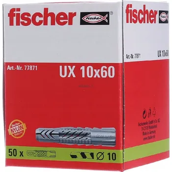 Hmoždinka FISCHER UX 10x60 Univerzální hmoždinka bez límce do betonu a dutých cihel