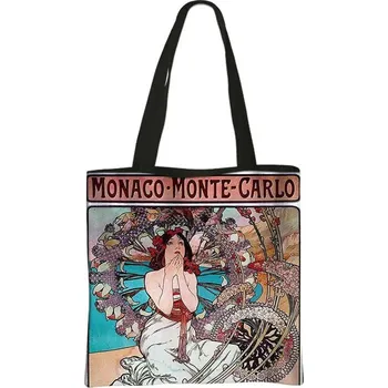 Olejomalba Alphonse Mucha na tašce | plátěná taška, taška přes rameno - bstdaerfengsi14cw , 39 cm x 39 cm