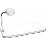 ZENS Dual+Watch Aluminium Wireless Charger - Bezdrátová nabíjecí podložka + AC napájecí adaptér - 20 Watt - Apple Fast Charge, FC - bílá - pro Apple Watch