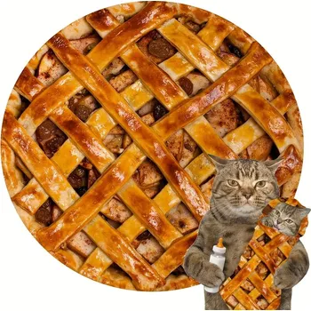 Dětská deka Teplá kulatá vtipná deka na zimu | deka, přehoz, pizza deka, tortila deka - Jablečný koláč , Kulatý 59 palců (1,5 m))
