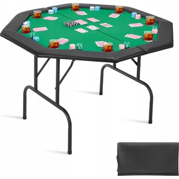 Zahradní nábytek Skládací pokerový stůl pro 8 hráčů, osmiúhelníkový, 126 cm – ideální pro rodinné večery