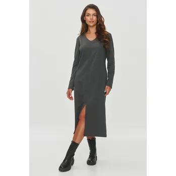Dámské šaty Mikinové šaty s předním rozparkem M845 MAKADAMIA Barva: Tmavě Šedá, Velikost: M