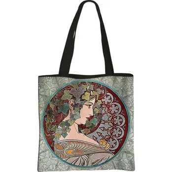Olejomalba Alphonse Mucha na tašce | plátěná taška, taška přes rameno - bstdaerfengsi11cw , 39 cm x 39 cm