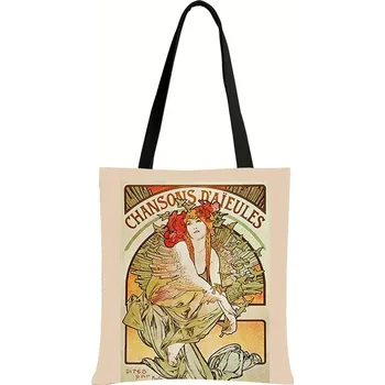 Olejomalba Alphonse Mucha na tašce | plátěná taška, taška přes rameno - bstdaerfengsi09cw , 39 cm x 39 cm