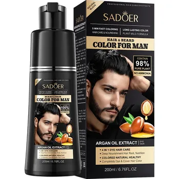 Barva na vlasy SADOER tmavě hnědá, 4 v 1, barva na vlasy a vousy pro muže 200 ml