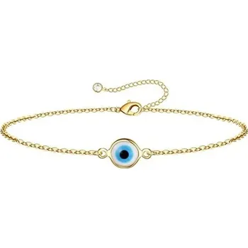 Šperk Náramek s modrým okem pro štěstí | ochranný náramek, unisex šperk - ocelový řetěz 2