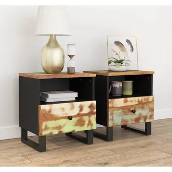 Noční stolek vidaXL Noční stolky 2 ks masivní mangovník a kompozitní dřevo [350649] Barva: Vícebarevný