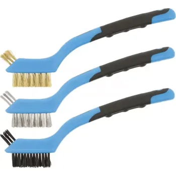 Drátěný kartáč Set kartáčů, 3 ks - nerez, nylon a mosaz