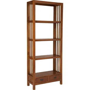 Knihovna Dřevěná teaková knihovna z masivu otevřená 80 Medová