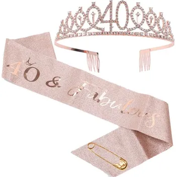 Narozeninová růžová sada pro dívky | párty výzdoba, dívčí doplňky - 40